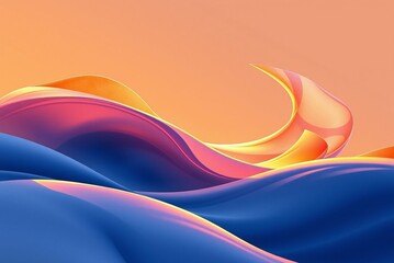 Wall Mural - Colorful fluid shapes under a soft gradient sky