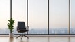© Oulaphone - Modern office space with a view urban landscape interior design bright atmosphere minimalist style tranquil environment for productivity
