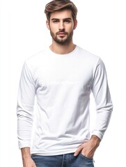 Poster - Portrait of a man with a beard and a white shirt, suitable for editorial or commercial use