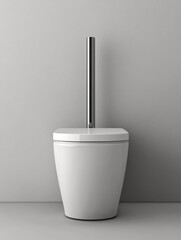 Poster - A single white toilet placed on a white floor
