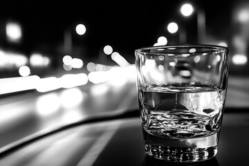 Poster - A clear glass filled with water sits on a table, waiting to be used