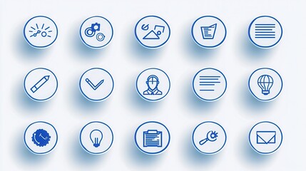 Poster - A collection of clean minimal icons representing various aspects of career development including education skills planning and professional advancement