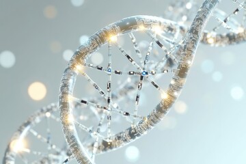 Poster - A close-up shot of two strands of DNA twisted together, highlighting the molecular structure
