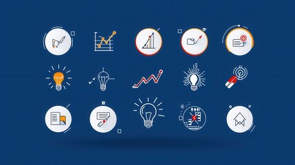 Poster - a set of clean and minimalist workflow icons representing various business functions data analysis s