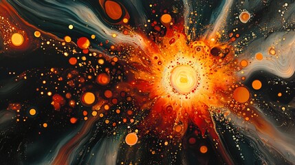 A radiant ink explosion forming intricate light diffraction patterns