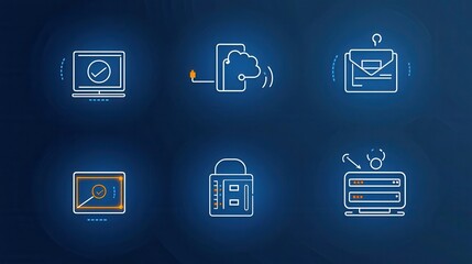 Poster - a collection of clean modern icons representing various data center and it infrastructure elements i