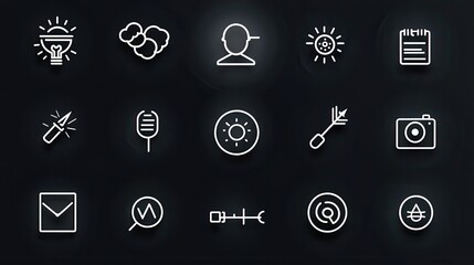 Poster - A set of minimalist and sophisticated icons with clean streamlined outlines that convey a sense of focus organization and digital elegance