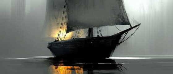 Poster - A boat floating on calm water
