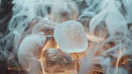Poster - A close-up shot of a bunch of ice cubes