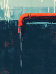 Aufkleber - A red pipe sticking out of the side of a building, great for illustration of infrastructure or architecture