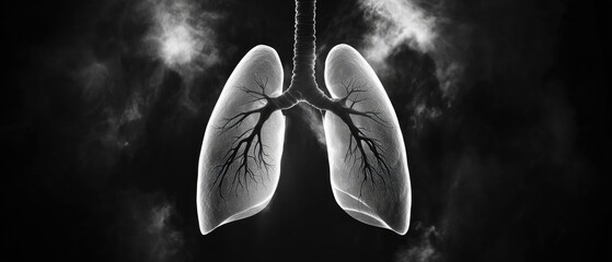 Aufkleber - A pair of human lungs suspended from a rope, possibly for medical or educational purposes