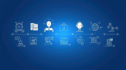Poster - A comprehensive set of stylish icons representing various aspects of business automation technology and innovative workflows