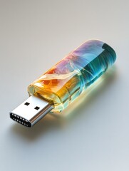 Poster - A glass bottle filled with a vibrant and colorful liquid, perfect for use in science or technology illustrations