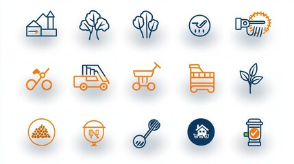 Poster - this image features a set of 15 well defined icons representing various soil land use and environmen