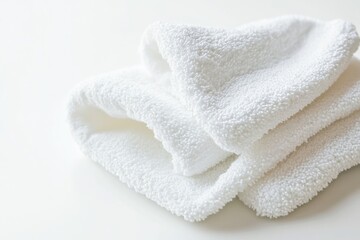 Poster - A stack of white towels resting on a table, great for lifestyle and home decor images