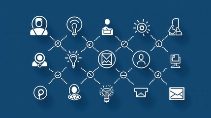 Poster - A visual representation of a complex interconnected network of stakeholder outline icons depicting the collaborative and integrated nature of various elements within an organization or