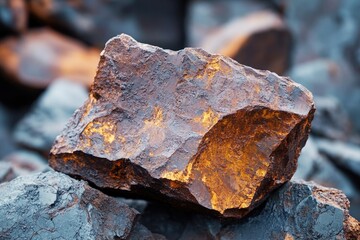 Poster - A large rock sits atop a stack of smaller rocks in this outdoor landscape image