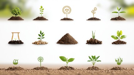 Poster - This image showcases the various stages of plant growth from seed to mature plant depicted in a clean minimalist style with a modern and balanced composition