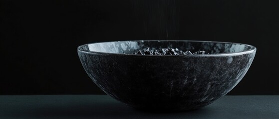 Aufkleber - A still life image of a black bowl filled with water placed on a table