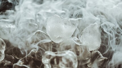 Poster - A stack of ice cubes sits atop a larger pile of ice, perfect for use in various winter-themed contexts