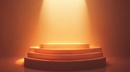 Poster - Illuminated three-tiered platform in warm light.