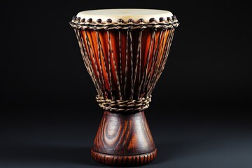 Aufkleber - A wooden drum on a dark background, perfect for music or art related projects
