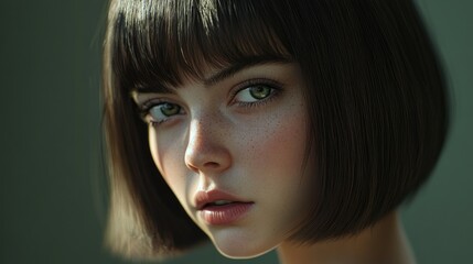 Poster - A detailed view of someone's face with short hair, suitable for use in portraits, profiles, or as a focal point