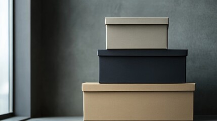 Poster - Three containers stacked on top of each other, possibly in a warehouse or storage setting