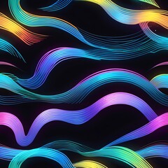 Wall Mural - abstract neon wave pattern: vibrant, colorful, and dynamic swirls on black background