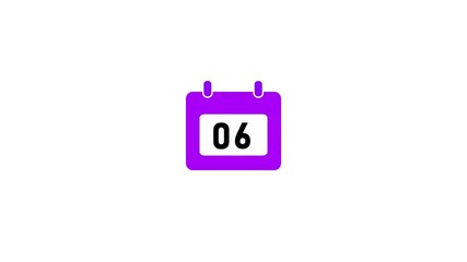 Poster - Animated calendar icon for day 06 with transparent background, highlighting appointments, important dates, and time management.