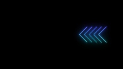 Poster - Abstract neon light arrow animation with royal blue signal pointing and spreading direction from the center on a black background. Technology background. Seamless looping.