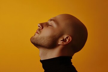 Aufkleber - A man with a bald head looking up