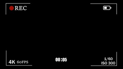 Poster - Camera viewfinder digital overlay display with recording frame animation on black background.