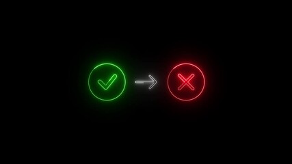 Poster - Animation of approved tick mark transforming into a not approved or cross icon