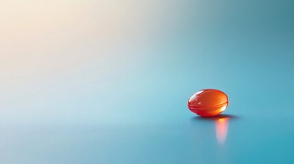 Poster - A single red ball sits on top of a smooth blue surface, isolated
