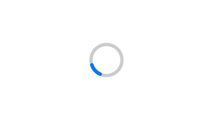 Fototapete - Circular loading animation icon spinning smoothly, representing upload and download process on a white background.