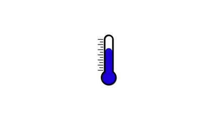 Poster - Cooling thermometer animation on white background, displaying temperature drop in a smooth and dynamic visual effect.