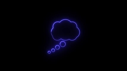 Poster - Neon message cloud shape text box animation with flickering retro-style SMS icon on black background, perfect for social media chat and messaging.