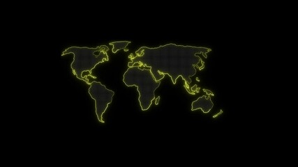 Poster - Animated digital technology world map with glowing connections and visual effects, showcasing a global blue map loop and dynamic network interactions.