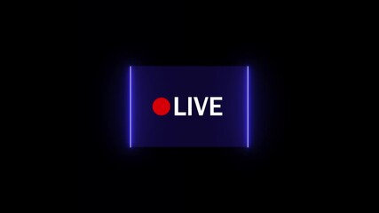 Poster - Live on icon animation with video recording and alpha channel, displaying real time streaming and broadcast symbol.