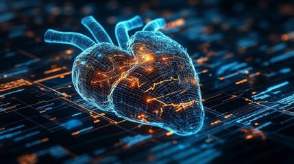 Poster - Visual representation of cardiovascular health monitoring with digital heart model and data analysis