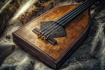 Aufkleber - A close-up shot of a musical instrument lying on a soft cloth