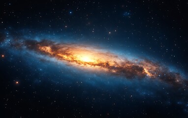 Wall Mural - elliptical galaxy with bright core and blue, orange hues.