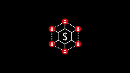 Poster - Digital network with icons animation on black background, showing communication and connection flow.