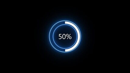 Poster - loading screen with radial circular progress bar, showing percentage from 0 to 100 in a digital animation.