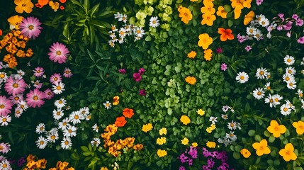 Aufkleber - Colorful flower bed blooming in a garden