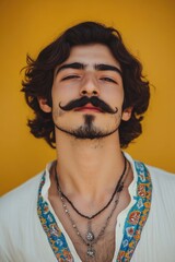 Aufkleber - A person with facial hair, perfect for vintage or retro-themed projects