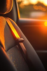 Poster - A close-up view of a car seat belt, useful for illustrations or designs related to safety and transportation
