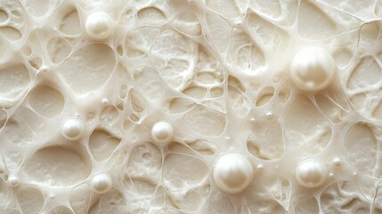 Abstract computational design material with a pearl-encrusted, uniform spiderweb pattern and net mesh structure, focusing on intricate details and modern digital design aesthetics.