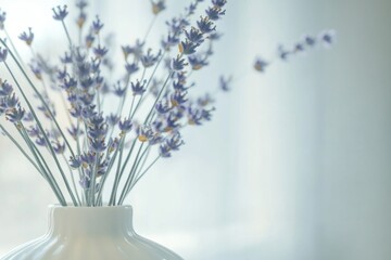 Poster - A simple yet elegant arrangement of purple flowers in a white vase